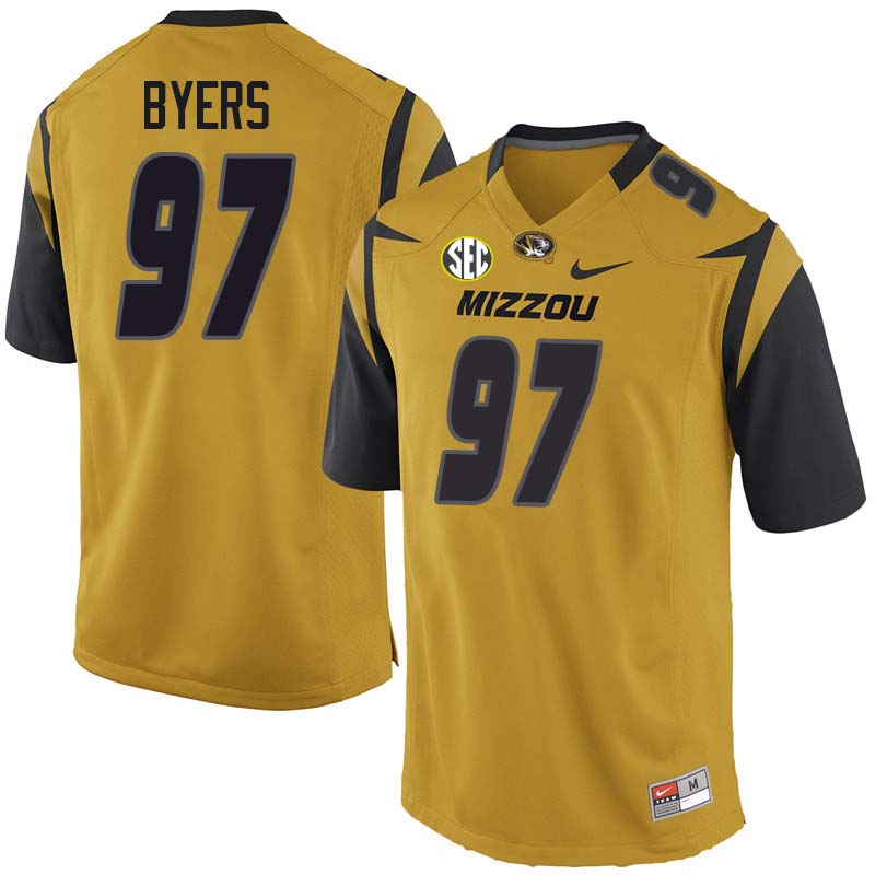 Men #97 Akial Byers Missouri Tigers College Football Jerseys Sale-Yellow - Click Image to Close